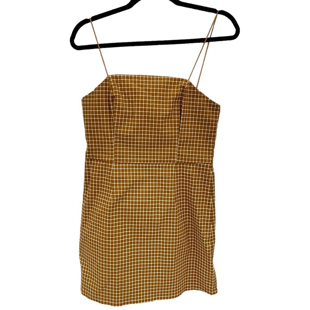 Style Rack Large Brown White Plaid Mini Slip‎ Dress Y2K 90's Clueless Babydoll